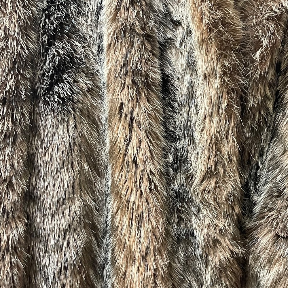 Vintage Style VI LTD. Women's Large (40) Chevron Print Faux Fur Coat Made in USA - Picture 3 of 13